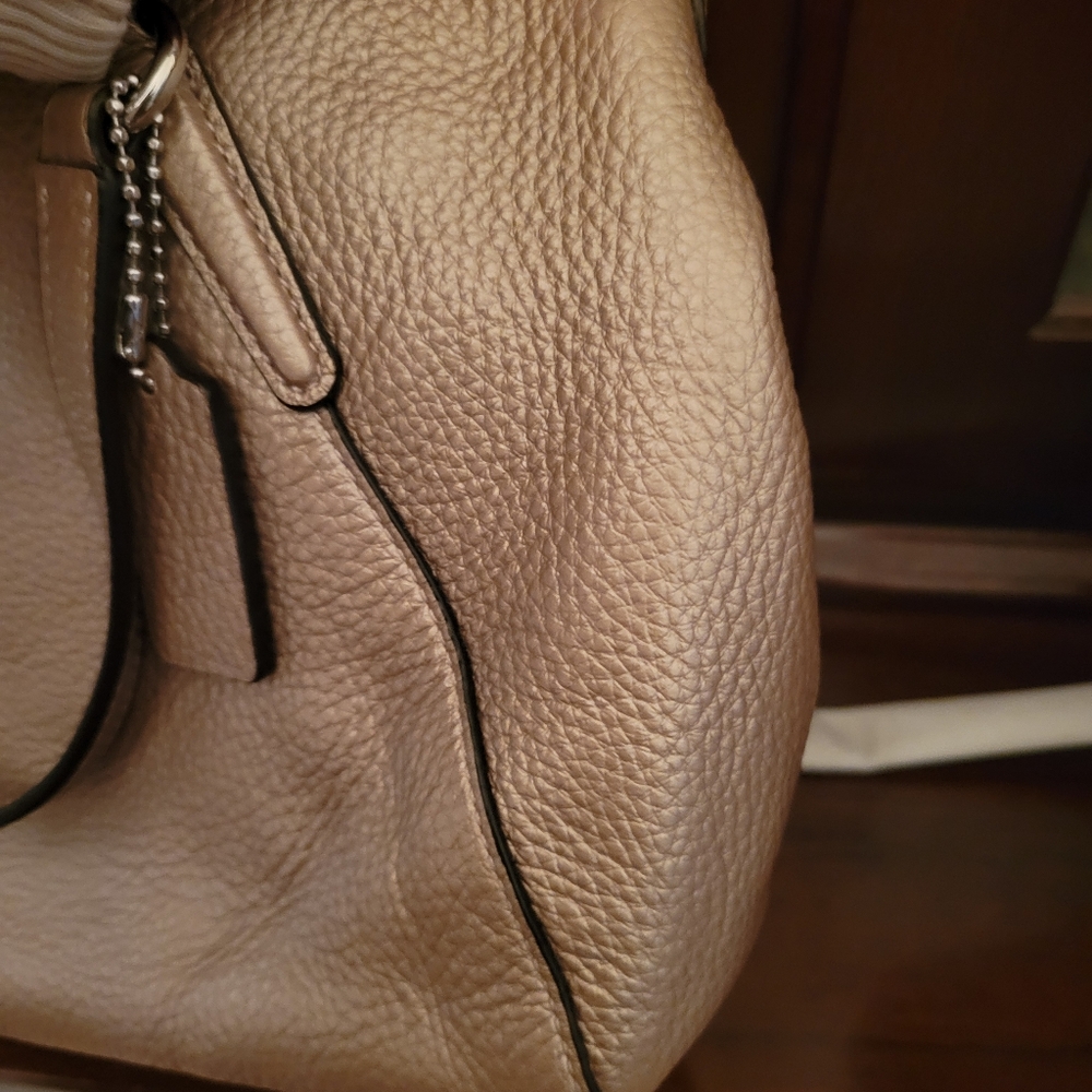 Coach Mini Kelsey In Metalic Gold Pebbled Leather - Picture 8 of 10